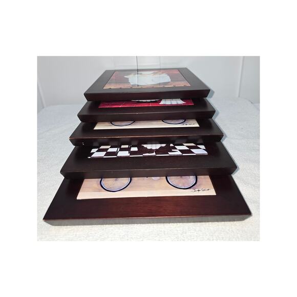 Jennifer Garant “Fat Chef” Set of 5 Framed Ceramic Tile Trivets / Wall Hangings - Picture 9 of 11